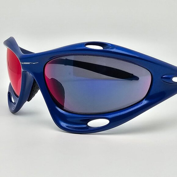 *SOLD* Oakley 04-600 Racing Jacket Gen 2 New Blue Frame +Red Iridium Sunglasses - Picture 3 of 14
